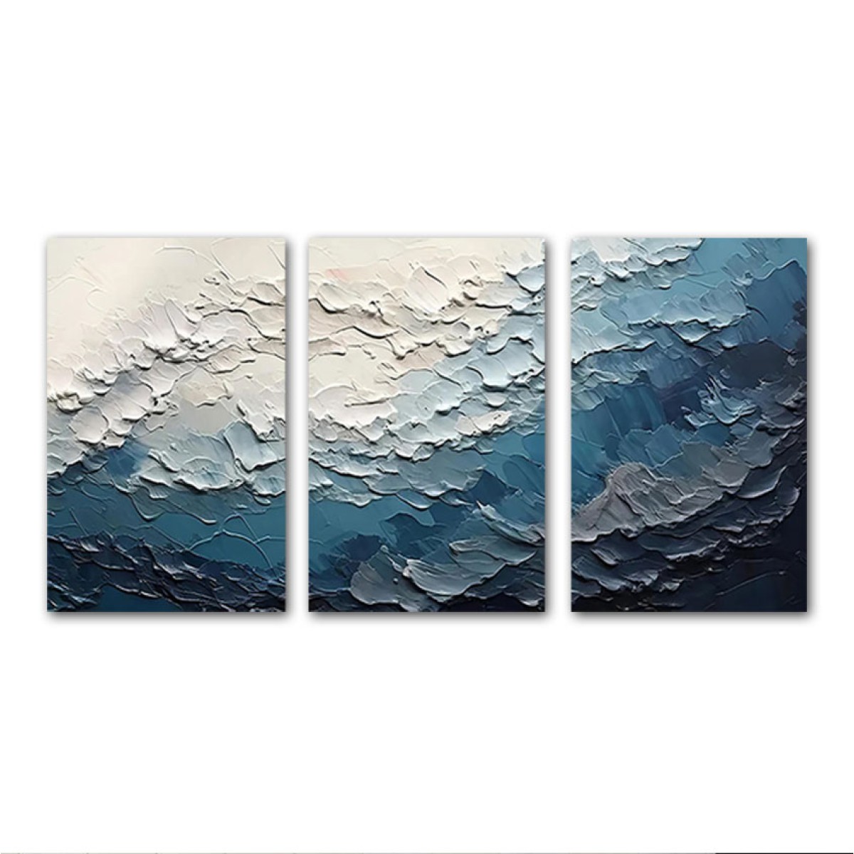 Wavy Sea Abstract 3 Piece 3d Heavy Textured Partial Oil Painting